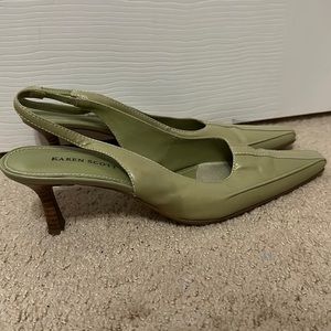 Sage green kitten heels